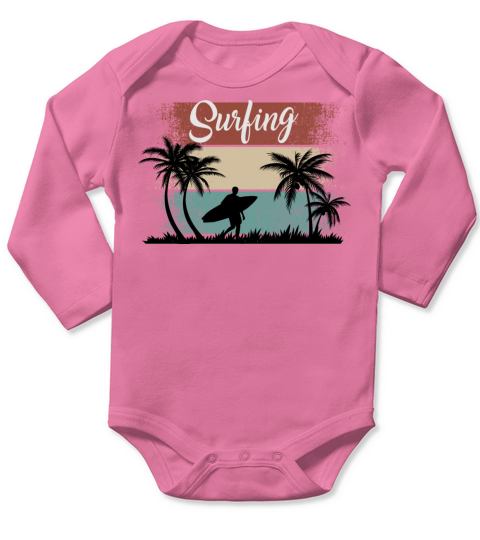 Retro Vintage Surfing Long Sleeve Baby One-Piece