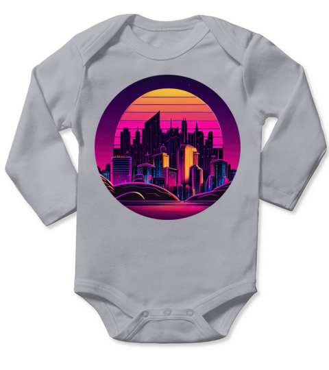 Retrowave Synthwave 80s Long Sleeve Baby One-Piece
