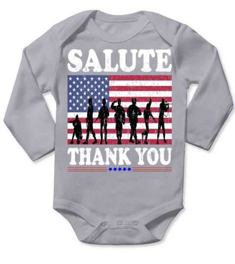 US USA American Flag Thank you Veterans Proud Vets Long Sleeve Baby One-Piece