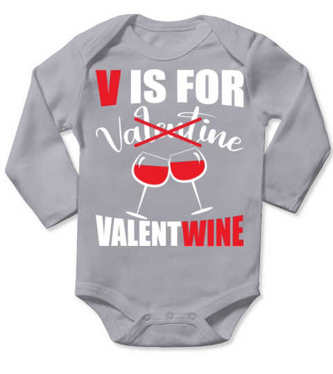 V is for Valentwine Valentine Funny Long Sleeve Baby One-Piece