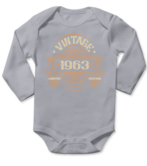 Vintage 1963 Birthday Sayings Ornaments Long Sleeve Baby One-Piece