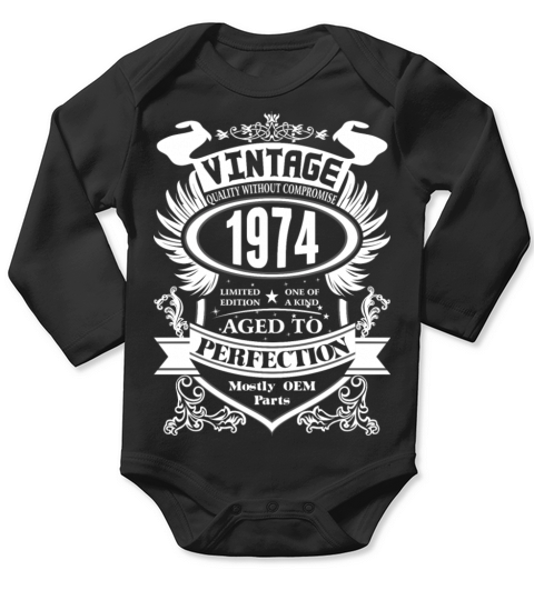 Vintage 1974 Aged To Perfection Long Sleeve Baby One-Piece