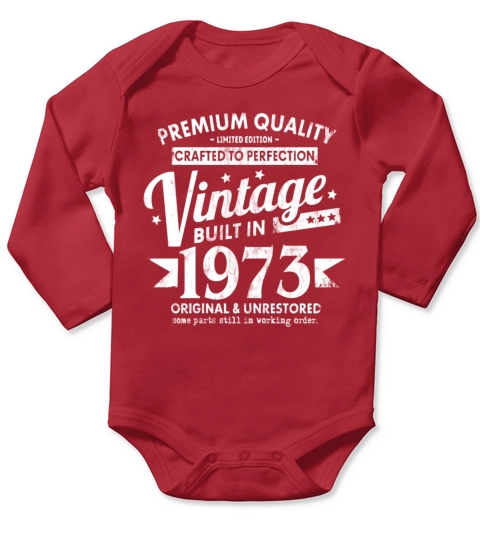 VINTAGE BUILT IN 1973 COOL FUNNY RETRO 48TH Long Sleeve Baby One-Piece
