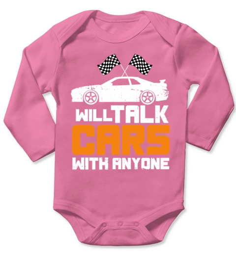 Will Talk Cars With Anyone Retro Vintage Design Long Sleeve Baby One-Piece