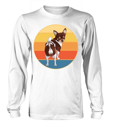 Cute Chihuahua Dog Breed Vintage Retro Sunset Long sleeved Unisex