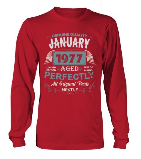 January 1977 Vintage Birthday Present Long sleeved Unisex