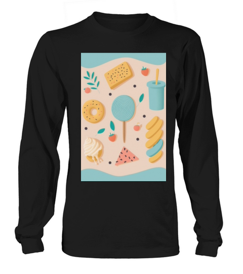Sugary Sweet Treats - Pastel Colored Pattern Long sleeved Unisex