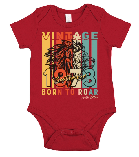 1973 In September Vintage Lion Short Sleeve Baby One-Piece