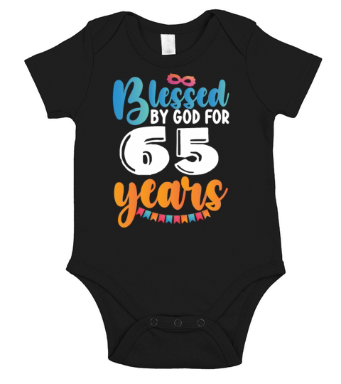 Birthday Blessed by God for 65 Years Short Sleeve Baby One-Piece