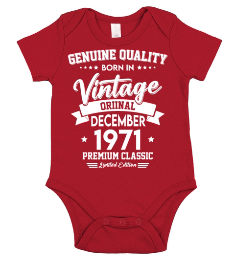 Born In December 1971 Original Vintage Short Sleeve Baby One-Piece