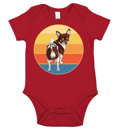 Cute Chihuahua Dog Breed Vintage Retro Sunset Short Sleeve Baby One-Piece