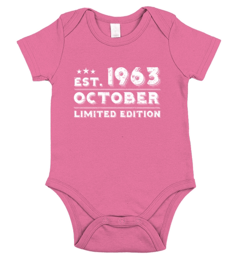 Est October 1963 - Birthday Present - Vintage Short Sleeve Baby One-Piece