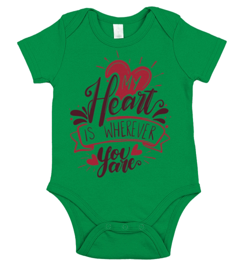Funny Gift for Valentines Day My Heart Is Wherever Short Sleeve Baby One-Piece
