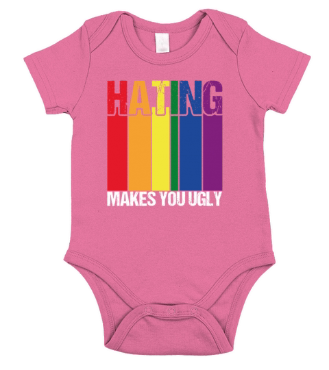 Hating Makes You Ugly Gay Pride Rainbow Equality L Short Sleeve Baby One-Piece