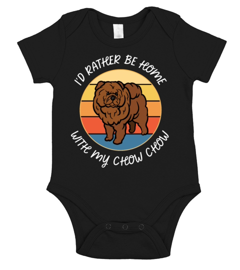 Id Rather Be Home With My Chow Chow Retro Sunset Short Sleeve Baby One-Piece