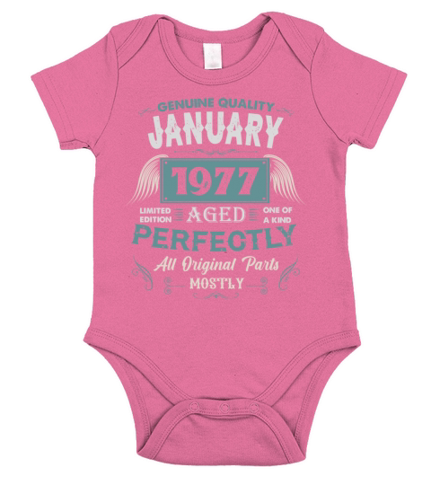 January 1977 Vintage Birthday Present Short Sleeve Baby One-Piece
