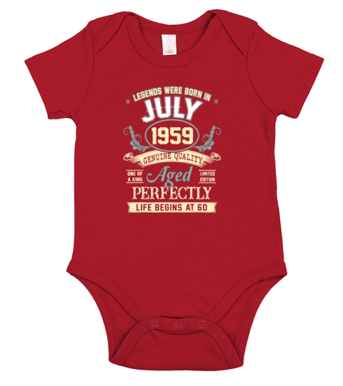 July 1959 60th Birthday Gift 60 Year Old For Men Short Sleeve Baby One-Piece