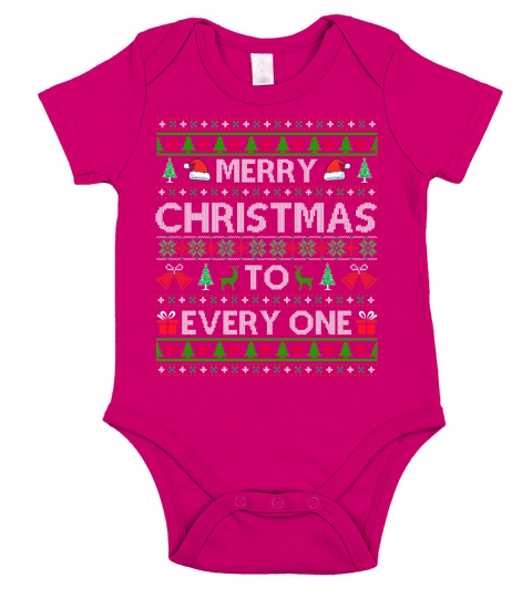 Merry Christmas To Every One Ugly Christmas Sweater Short Sleeve Baby One-Piece