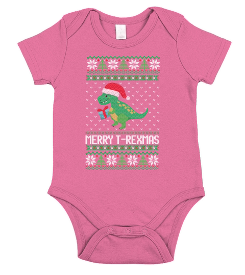Merry Trexmas ugly christmas sweater Short Sleeve Baby One-Piece