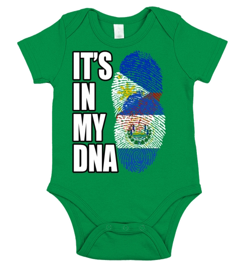 Salvadoran And Filipino Mix Heritage DNA Flag Short Sleeve Baby One-Piece