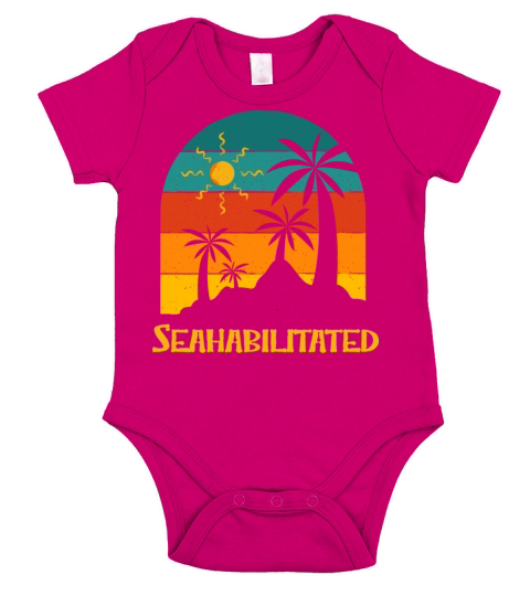 Seahabilitated Beach Vacation Ocean Trip Funny Short Sleeve Baby One-Piece