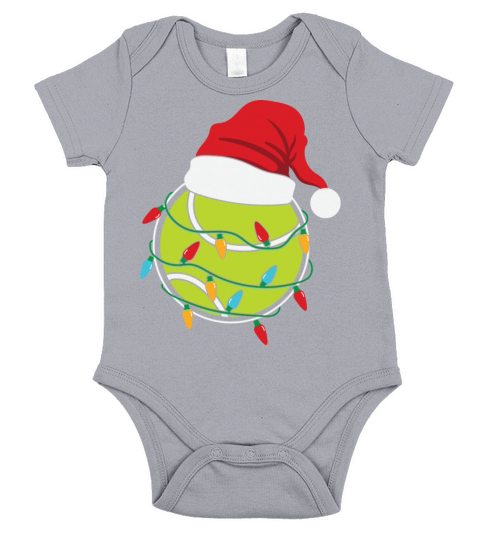 Tennis Christmas Lights Santa Hat Short Sleeve Baby One-Piece