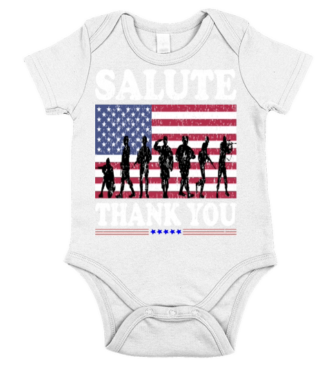 US USA American Flag Thank you Veterans Proud Vets Short Sleeve Baby One-Piece