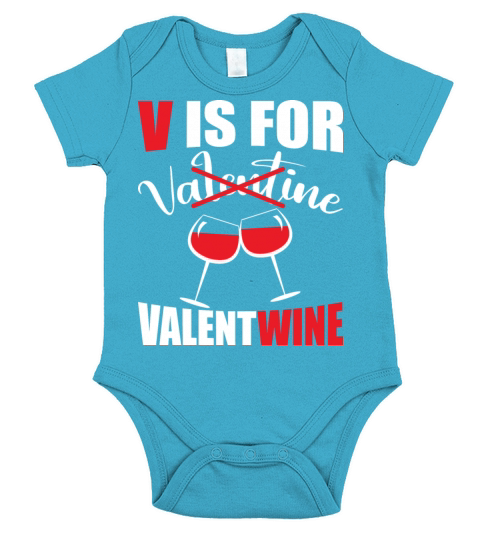 V is for Valentwine Valentine Funny Short Sleeve Baby One-Piece