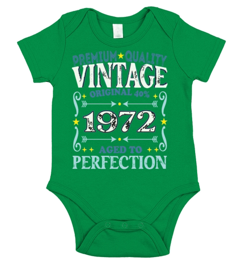 Vintage 1972 Birth Year Funny Birthday Gift Short Sleeve Baby One-Piece