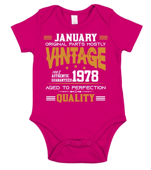 Vintage Aged To Perfection January 1978 Short Sleeve Baby One-Piece