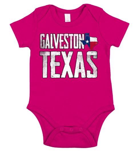 Vintage Galveston Texas Flag Short Sleeve Baby One-Piece