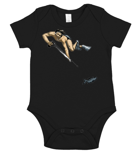 Vintage Spearfishing Freediving Diver with Fish Short Sleeve Baby One-Piece