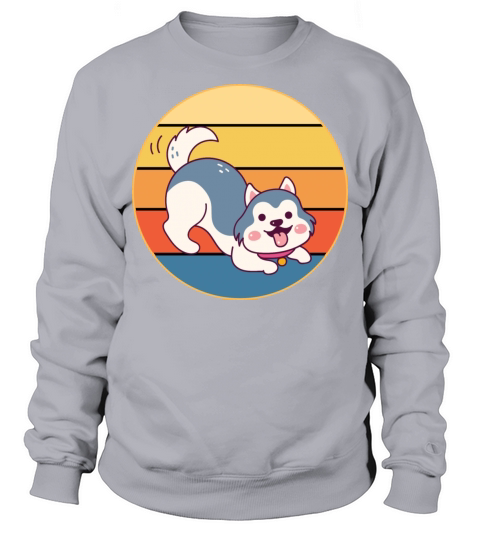 Funny Kawaii Cute Husky Dog Vintage Retro Sunset Sweatshirt Unisex