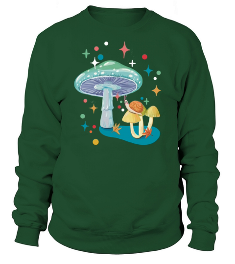 Vintage cozy green mushroom and snail Sweatshirt Unisex