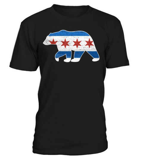 Chicago Flag Walking Bear Style Vintage Grunge Sta T-Shirt Unisex