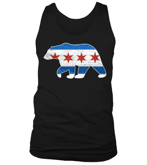 Chicago Flag Walking Bear Style Vintage Grunge Sta Tank Top Unisex