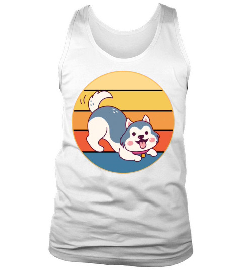 Funny Kawaii Cute Husky Dog Vintage Retro Sunset Tank Top Unisex