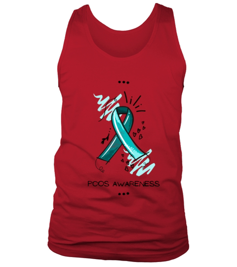 PCOS Awareness Teal Ribbon Hand Scribbles Tank Top Unisex