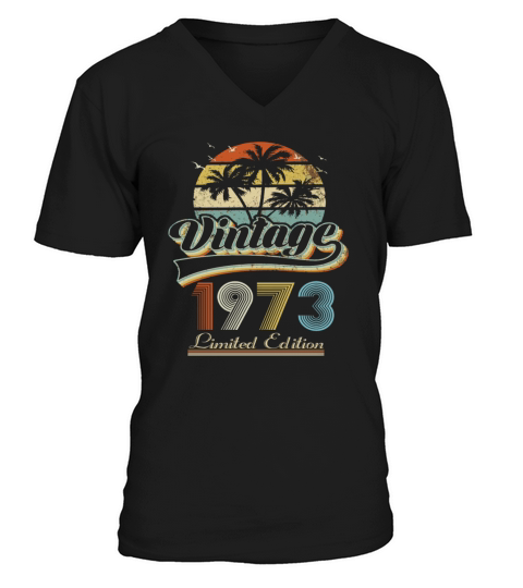 46Th Birthday Men Women Vintage Retro 1973 46 Year V-Neck T-shirt