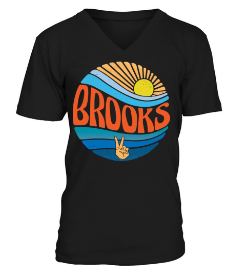 Brooks Shirt Vintage Sunset Brooks Groovy Tie Dye V-Neck T-shirt