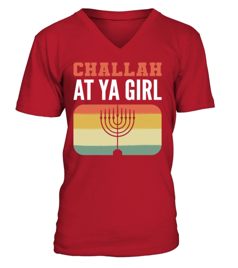 Challah At Ya Girl Hanukkah Dreidel V-Neck T-shirt