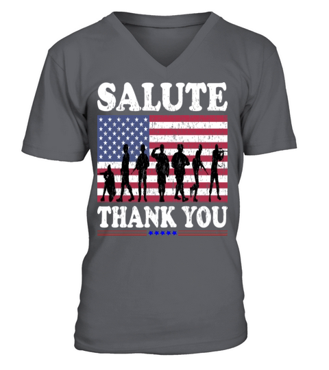 US USA American Flag Thank you Veterans Proud Vets V-Neck T-shirt
