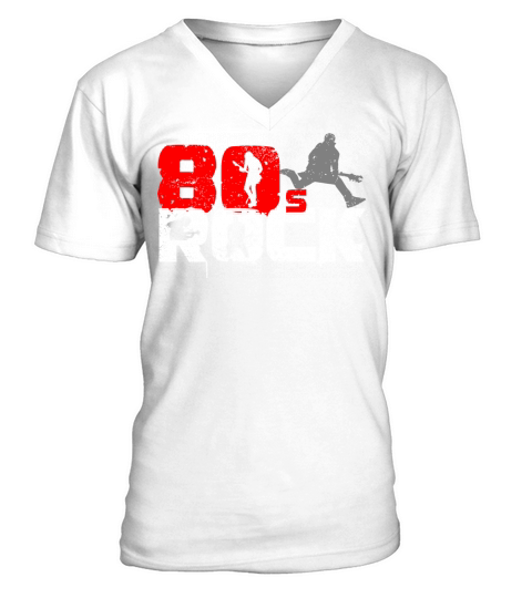 Vintage 80s Rock Music Fan V-Neck T-shirt