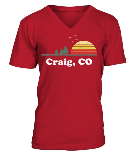 Vintage Craig Colorado Home Souvenir Print V-Neck T-shirt