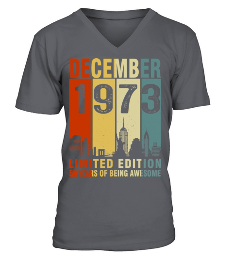 Vintage December 1973 50 Years Of Being Awesome V-Neck T-shirt