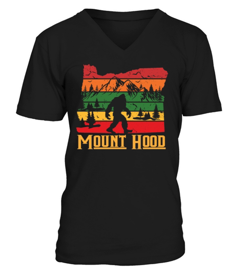 Vintage Oregon Bigfoot Mount Hood Mountain Hiking V-Neck T-shirt