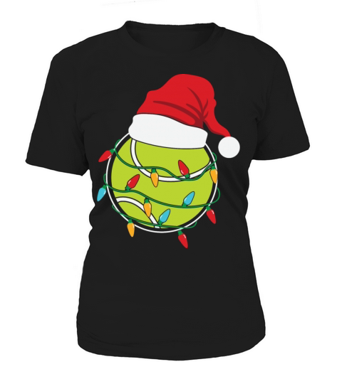 Tennis Christmas Lights Santa Hat Women's T-Shirt