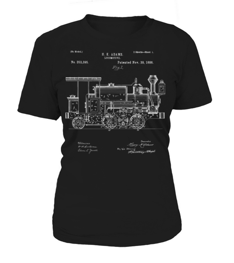 Vintage Patent Print 1886 Locomotive Steam Train Women's T-Shirt