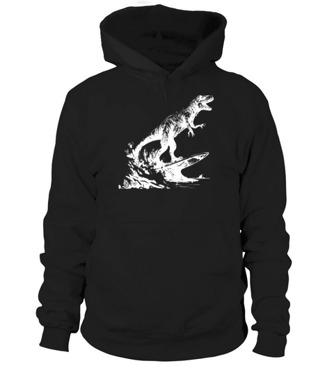 Dinosaur Surfing in Style Hoodie Unisex
