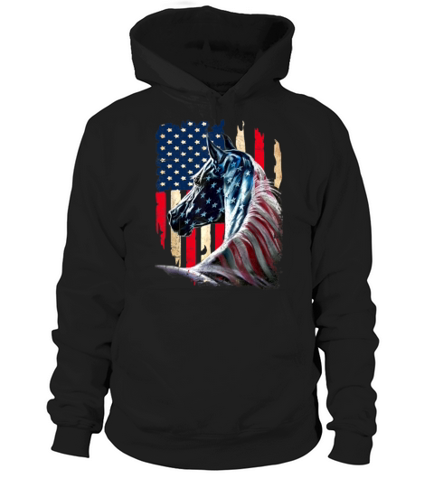 Patriotic Horse American Flag - Horse Vintage Hoodie Unisex